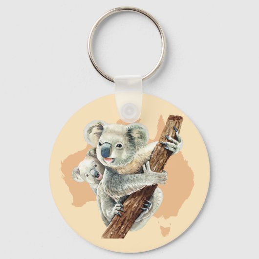 Cute Koala Mam en Baby Sleutelhanger (Voorkant)