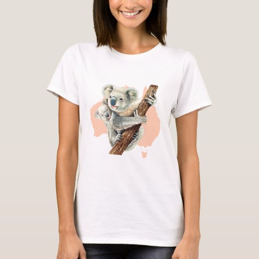 Cute Koala Mam en Baby T-shirt (Voorkant)