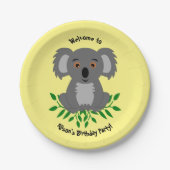 Cute koala met eucalyptuskinderen verjaardagsartik papieren bordje (Voorkant)