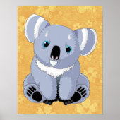 Cute Koala met Floral-achtergrond Poster (Voorkant)