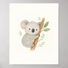Cute Koala Muurkunst – Waterverf Baby Koala Poster