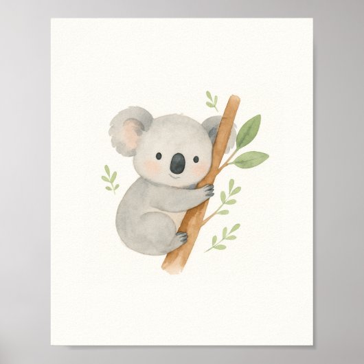 Cute Koala Muurkunst – Waterverf Baby Koala Poster (Voorkant)