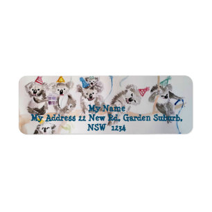 Cute Koala Party Waterverf Return Address Labels