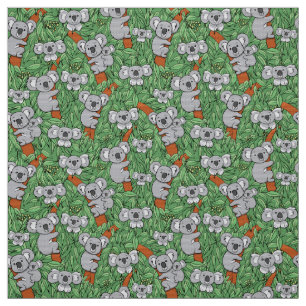 Cute Koala Pattern Green Stof
