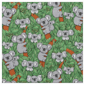 Cute Koala Pattern Green Stof (Close Up)