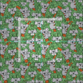 Cute Koala Pattern Green Stof (Delen)