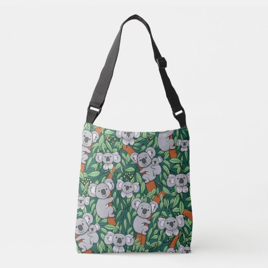 Cute Koala Pattern Hunter Green Crossbody Tas (Voorkant)