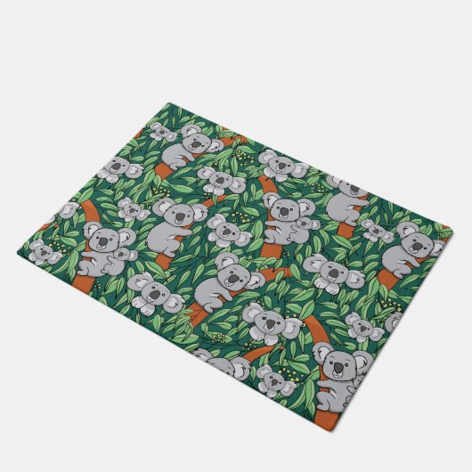 Cute Koala Pattern Hunter Green Deurmat (Schuin)