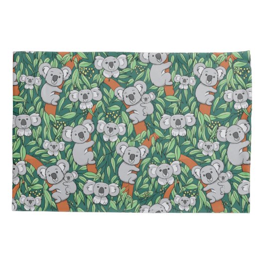Cute Koala Pattern Hunter Green Kussensloop (Achterkant)