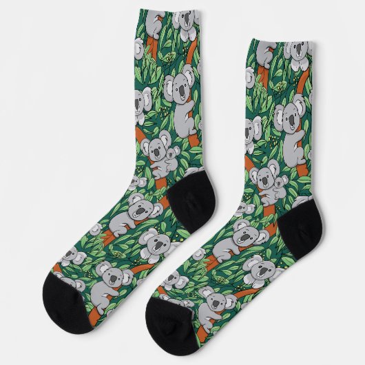 Cute Koala Pattern Hunter Green Socks Sokken (Links)