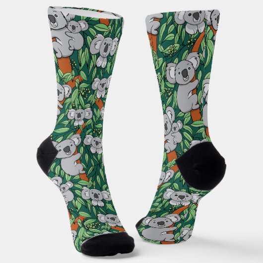 Cute Koala Pattern Hunter Green Socks Sokken (Gebogen)