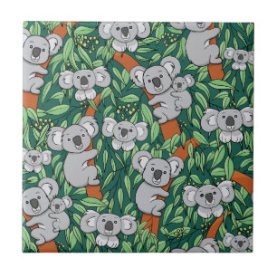 Cute Koala Pattern Hunter Green Tegeltje