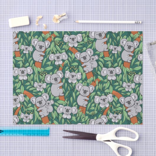 Cute Koala Pattern Hunter Green Tissuepapier (Craft)