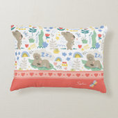 Cute Koala Pattern met Little Girl Name op Pink Accent Kussen (Achterkant)