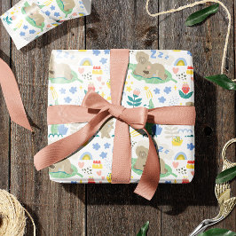 Cute Koala Pattern met Little Girl Name op Pink Cadeaupapier