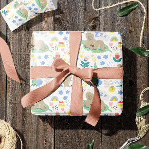 Cute Koala Pattern met Little Girl Name op Pink Cadeaupapier