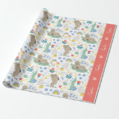 Cute Koala Pattern met Little Girl Name op Pink Cadeaupapier (Uitgerold)