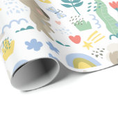 Cute Koala Pattern met Little Girl Name op Pink Cadeaupapier (Rol Hoek)