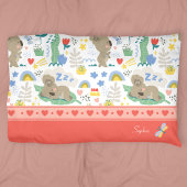 Cute Koala Pattern met Little Girl Name op Pink Kussensloop