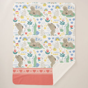 Cute Koala Pattern met Little Girl Name op Pink Sherpa Deken