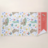 Cute Koala Pattern met Little Girl Name op Pink Strandlaken (Voorkant)