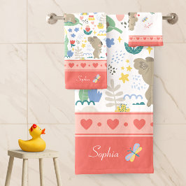 Cute Koala Pattern met meisjesnaam Roze Bathroom Bad Handdoek