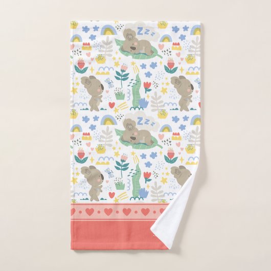 Cute Koala Pattern met meisjesnaam Roze Bathroom Bad Handdoek (Handdoek)