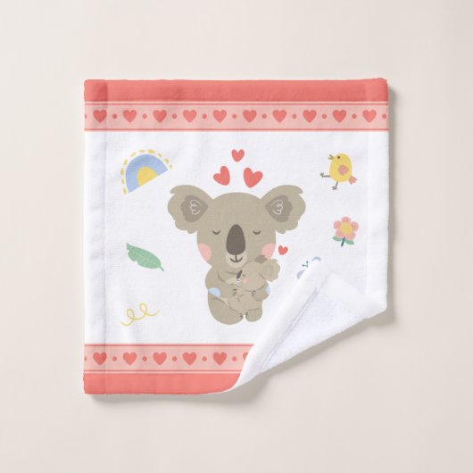 Cute Koala Pattern met meisjesnaam Roze Bathroom Bad Handdoek (Wasdoekje)