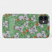 Cute Koala Pattern Personaliseert Green Case-Mate iPhone Case (Achterkant (horizontaal))