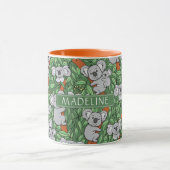 Cute Koala Pattern Personaliseert Green Mok (Midden)
