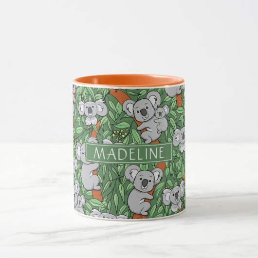 Cute Koala Pattern Personaliseert Green Mok (Midden)