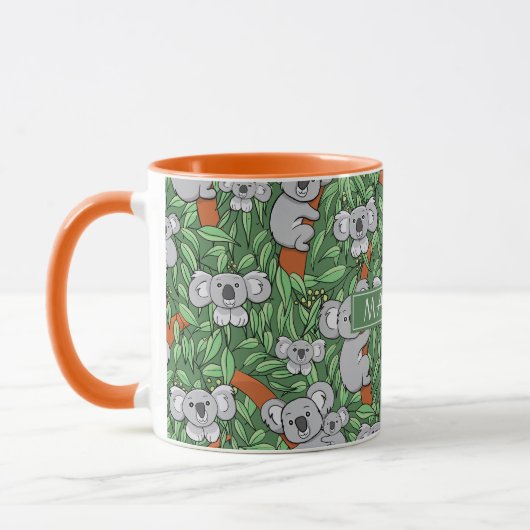 Cute Koala Pattern Personaliseert Green Mok (Links)