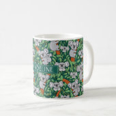 Cute Koala Pattern personaliseert Hunter Green Koffiemok (Voorkant rechts)