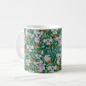 Cute Koala Pattern personaliseert Hunter Green Koffiemok (Voorkant links)