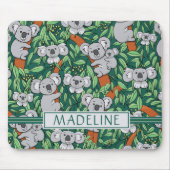Cute Koala Pattern Personalized Dark Green Muismat (Voorkant)