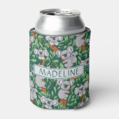 Cute Koala Pattern Personalized Hunter Green Blikjeskoeler (Blikje Voorkant)