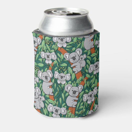 Cute Koala Pattern Personalized Hunter Green Blikjeskoeler (Blikje Achterkant)