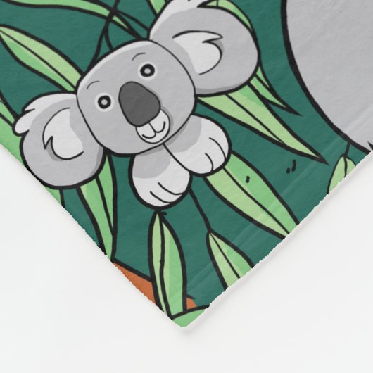 Cute Koala Pattern Personalized Hunter Green Fleece Deken (Hoek)