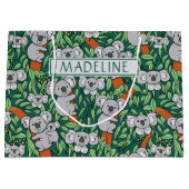 Cute Koala Pattern Personalized Hunter Green Groot Cadeauzakje (Voorkant)