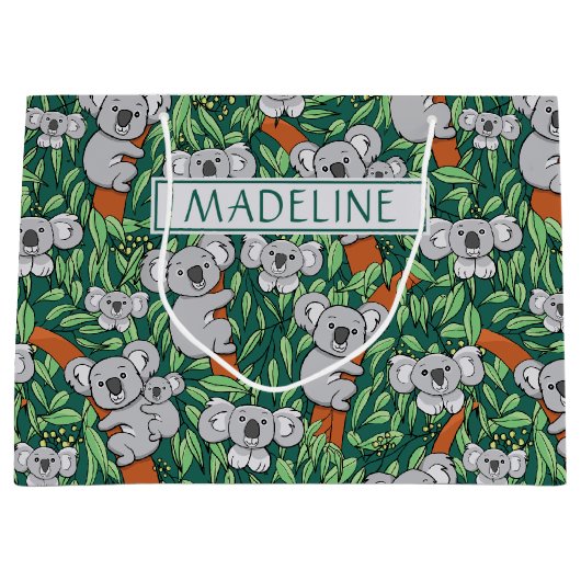 Cute Koala Pattern Personalized Hunter Green Groot Cadeauzakje