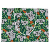 Cute Koala Pattern Personalized Hunter Green Groot Cadeauzakje (Achterkant)