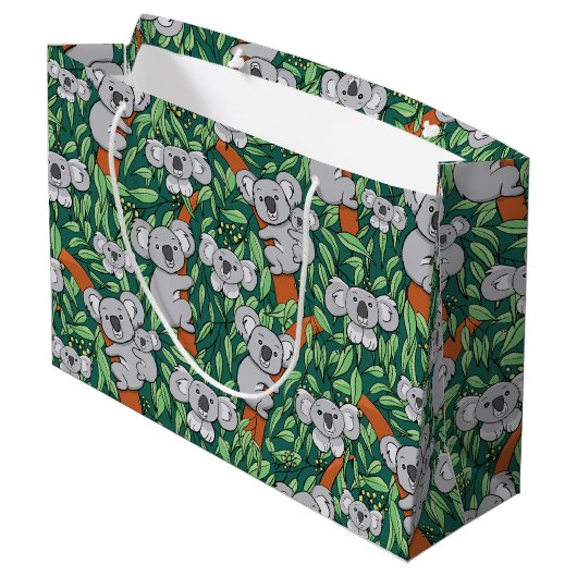 Cute Koala Pattern Personalized Hunter Green Groot Cadeauzakje (Achterkant Gekanteld)