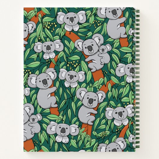 Cute Koala Pattern Personalized Hunter Green Notitieboek (Achterkant)