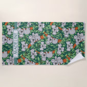 Cute Koala Pattern Personalized Hunter Green Strandlaken (Voorkant)