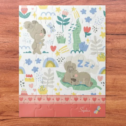 Cute Koala Pattern with Little Girl Name on Pink Legpuzzel