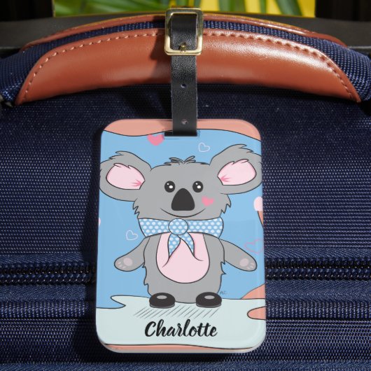 Cute Koala Persoonlijk Kind Bagagelabel (Voorkant Insitu 2)