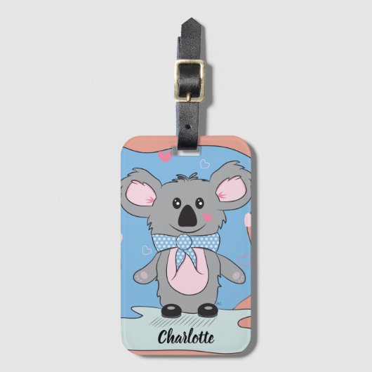 Cute Koala Persoonlijk Kind Bagagelabel (Voorkant (verticaal))