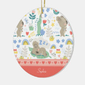 Cute Koala Pink Pattern met meisjesnaam Kerstmis Keramisch Ornament (Links)