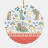 Cute Koala Pink Pattern met meisjesnaam Kerstmis Keramisch Ornament (Achterkant)