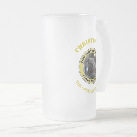 Cute koala "play on words" gepersonaliseerd matglas bierpul (Voorkant rechts)